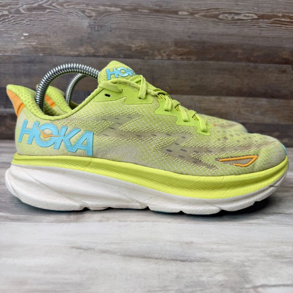 Hoka Clifton 9 Women's Size 9.5 Lime‎ Green Running Shoes Cushioned 1127896 LCS